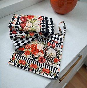 Trio Pano de Louças + Pegador de Panelas