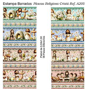 Estampa Barrados Páscoa Religiosa Cristã