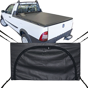 Bolsa Flash Cover Ecobag Caçamba Fiat Strada Até 2013 Nylon Preto 296L