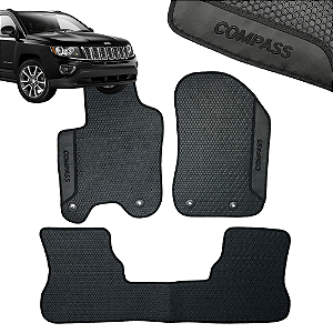 Jogo de Tapete Automotivo Jeep Compass Personalizado 3 Peças Colmeia