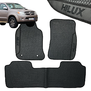 Jogo de Tapete Hilux 2005 Até 2015 Personalizado 3 Peças Colmeia Preto