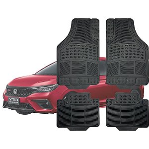 Jogo de Tapete Automotivo Carpete Borracha Completo Honda City Hatch