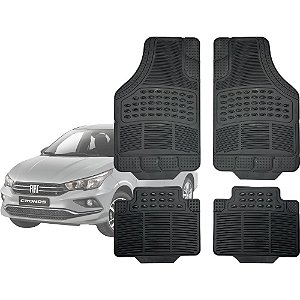 Jogo de Tapete Automotivo Carpete Preto Borracha Completo Fiat Cronos