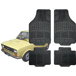Jogo de Tapete Automotivo Carpete Preto Borracha Completo Fiat 147