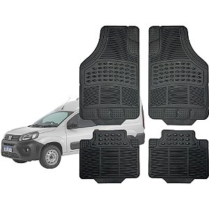 Jogo de Tapete Automotivo Carpete Preto Borracha Completo Fiat Fiorino