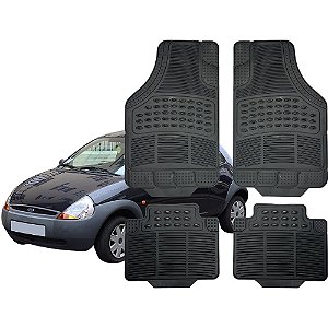 Jogo Tapete Automotivo Carpete Preto Borracha Completo Ford Ka Hatch
