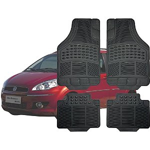 Jogo de Tapete Automotivo Carpete Preto Borracha Completo Fiat Idea
