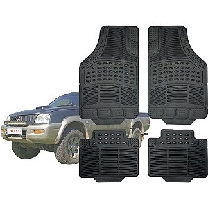 Jogo Tapete Automotivo Carpete Preto Borracha Mitsubishi L200 Até 2016