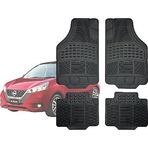 Jogo de Tapete Automotivo Carpete Preto Borracha Completo Nissan March