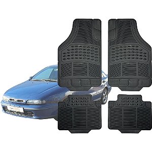 Jogo de Tapete Automotivo Carpete Preto Borracha Completo Fiat Marea