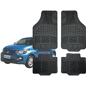 Jogo de Tapete Automotivo Carpete Preto Borracha Completo Fiat Mobi
