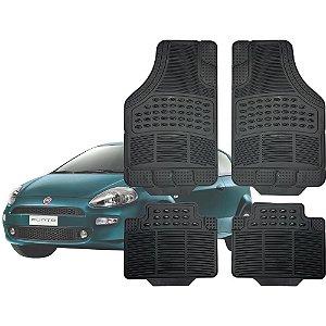 Jogo de Tapete Automotivo Carpete Preto Borracha Completo Fiat Punto