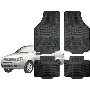 Jogo de Tapete Automotivo Carpete PVC Preto Completo Fiat Siena Todos