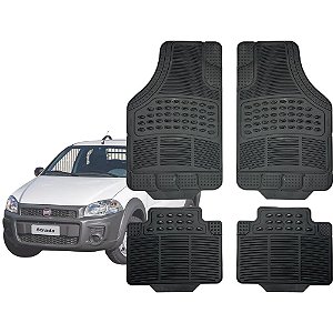 Jogo Tapete Automotivo Carpete Borracha Completo Fiat Strada Até 2020
