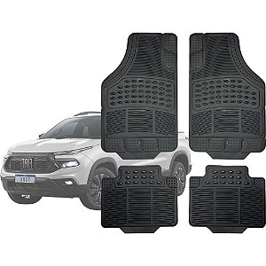 Jogo de Tapete Automotivo Carpete Preto Borracha Completo Fiat Toro