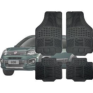 Jogo de Tapete Automotivo Carpete Preto Borracha Completo Fiat Uno