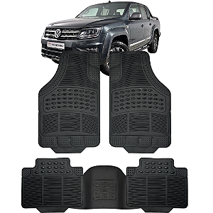 Jogo Tapete Automotivo 5 Peça Preto Borracha PVC Com Tunel Vw Amarok