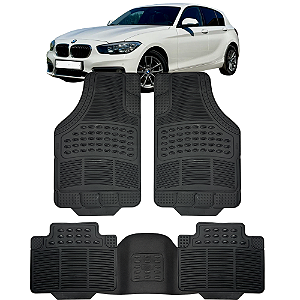 Jogo de Tapete Automotivo 5 Peça Preto Borracha PVC Com Tunel Bmw 118i