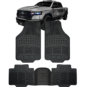 Jogo de Tapete Automotivo 5 Peça Preto Borracha PVC Com Tunel Ram 1500