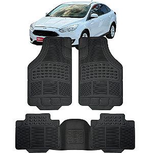 Jogo Tapete Automotivo 5 Peça Preto Borracha PVC + Tunel Focus Sedan