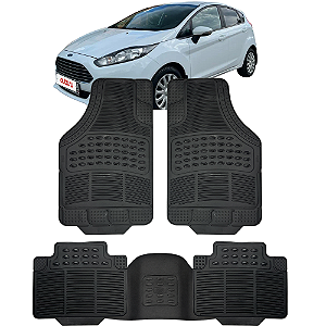 Jogo Tapete Automotivo 5 Peça Preto Borracha PVC Com Tunel New Fiesta