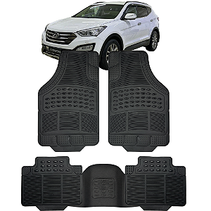 Jogo de Tapete Automotivo 5 Peça Preto Borracha PVC Com Tunel Santa Fé