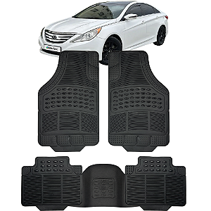 Jogo de Tapete Automotivo 5 Peça Preto Borracha PVC Com Tunel Sonata