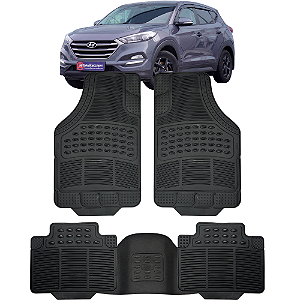 Jogo de Tapete Automotivo 5 Peça Preto Borracha PVC Com Tunel Tucson