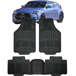 Jogo de Tapete Automotivo 5 Peça Preto Borracha PVC Com Tunel Veloster