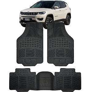 Jogo Tapete Automotivo 5 Peça Preto Borracha PVC + Tunel Jeep Compass