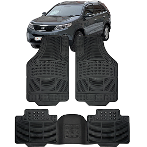 Jogo Tapete Automotivo 5 Peça Preto Borracha PVC Com Tunel Kia Sorento