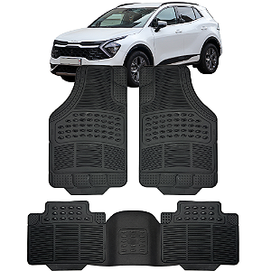Jogo Tapete Automotivo 5 Peça Preto Borracha PVC + Tunel Kia Sportage