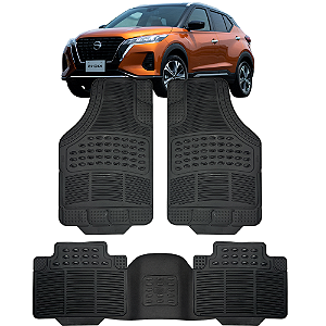 Jogo Tapete Automotivo 5 Peça Preto Borracha PVC + Tunel Nissan Kicks