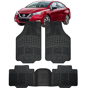 Jogo Tapete Automotivo 5 Peça Preto Borracha PVC + Tunel Nissan Versa