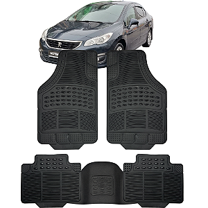Jogo Tapete Automotivo 5 Peça Preto Borracha PVC Com Tunel Peugeot 408