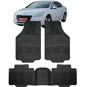 Jogo Tapete Automotivo 5 Peça Preto Borracha PVC Com Tunel Peugeot 508