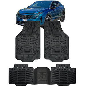 Jogo Tapete Automotivo 5 Peça Preto Borracha PVC + Tunel Peugeot 3008