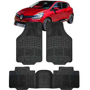 Jogo Tapete Automotivo 5 Peça Preto Borracha PVC Com Tunel Renaut Clio