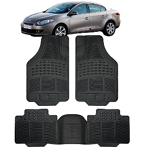 Jogo Tapete Automotivo 5 Peça Preto Borracha PVC + Tunel Renaut Fluence