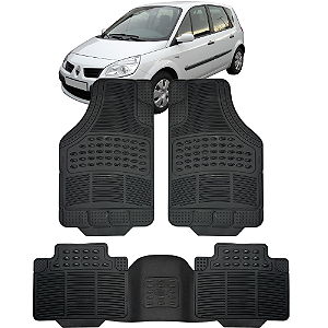 Jogo Tapete Automotivo 5 Peça Preto Borracha PVC + Tunel Renaut Scenic