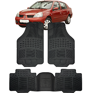 Jogo Tapete Automotivo 5 Peça Preto Borracha PVC + Tunel Renaut Symbol