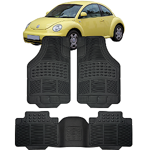 Jogo Tapete Automotivo 5 Peça Preto Borracha PVC Com Tunel New Beetle