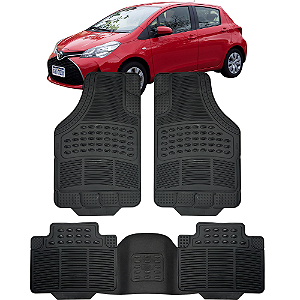 Jogo Tapete Automotivo 5 Peça Preto Borracha PVC Com Tunel Yaris Hatch