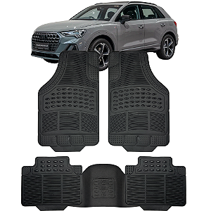 Jogo de Tapete Automotivo 5 Peça Preto Borracha PVC Com Tunel Audi Q3