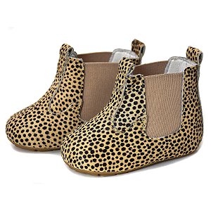 Botina Infantil Feminino em Couro Cor Leopardo Cano Curto - Modelo 1611 | Bili Bilu