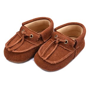 Calçado Moccs Infantil Unissex em Couro Cor Ferrugem - Modelo 3401 | Bili Bilu