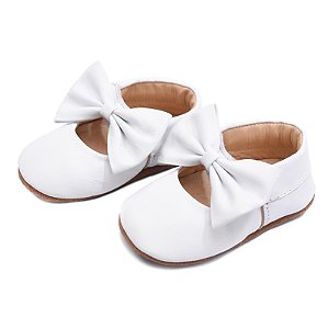 Calçado Moccs Infantil Feminino em Couro Cor Branco - Modelo 3301 | Bili Bilu
