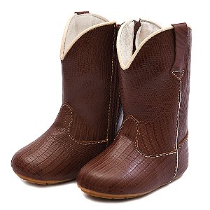 Bota Texana Infantil Unissex em Couro Cor Café - Modelo 1201 | Bili Bilu