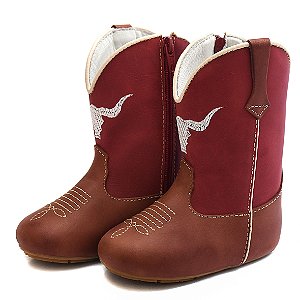 Bota Texana Infantil Unissex em Couro Cor Vermelho - Modelo 1315 | Bili Bilu