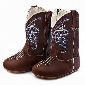 Bota Texana Infantil Unissex em Couro Cor Café - Modelo 1321 | Bili Bilu